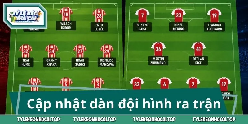 Cập nhật dàn đội hình ra trận