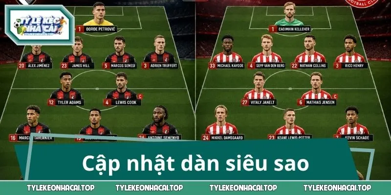 Cập nhật dàn siêu sao trong trận Bournemouth vs Brentford